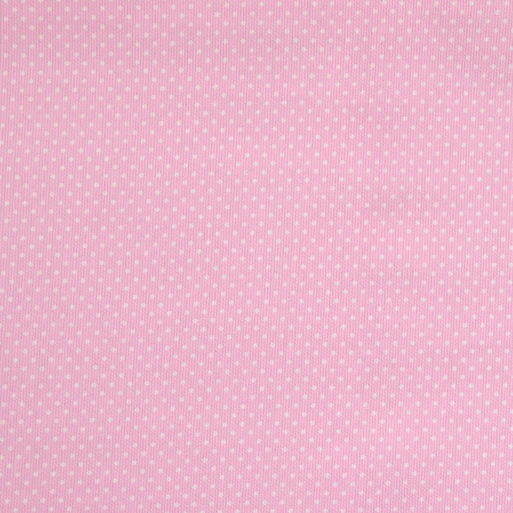Piqué de coton imprimé à pois fond rose