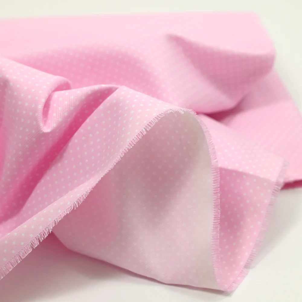 Piqué de coton imprimé à pois fond rose - Image 3