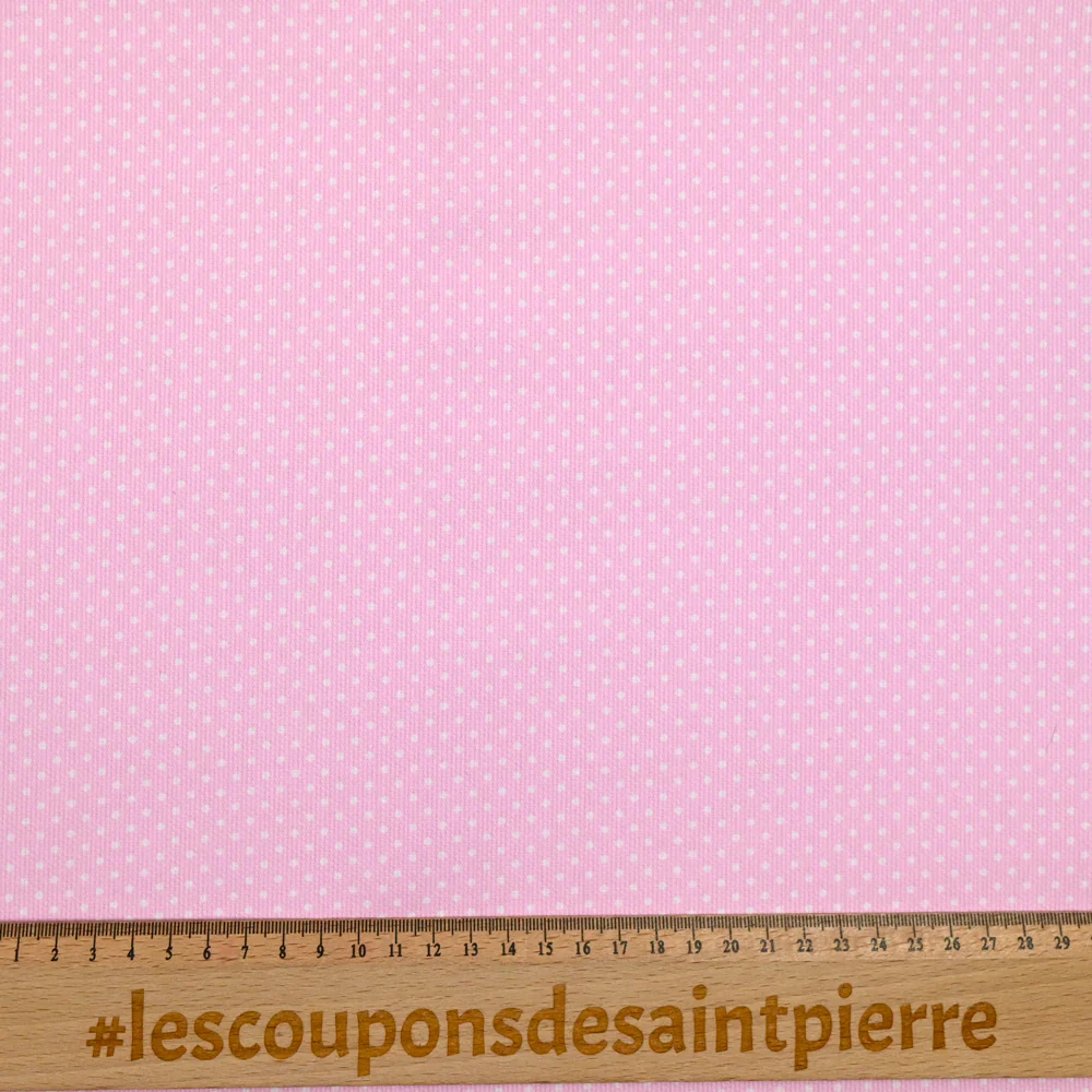 Piqué de coton imprimé à pois fond rose - Image 4
