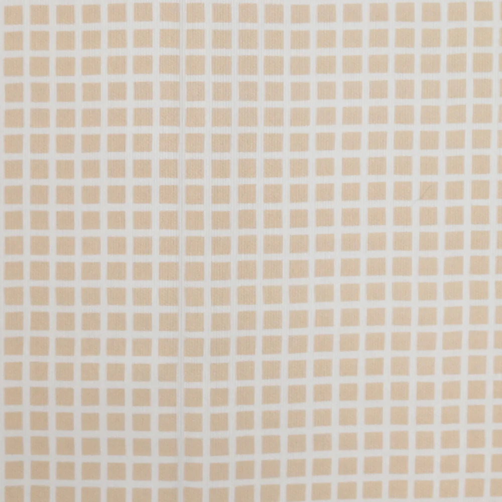 Piqué de coton imprimé carré beige