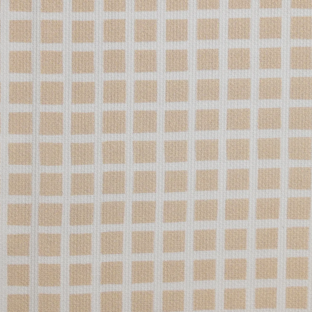 Piqué de coton imprimé carré beige - Image 4