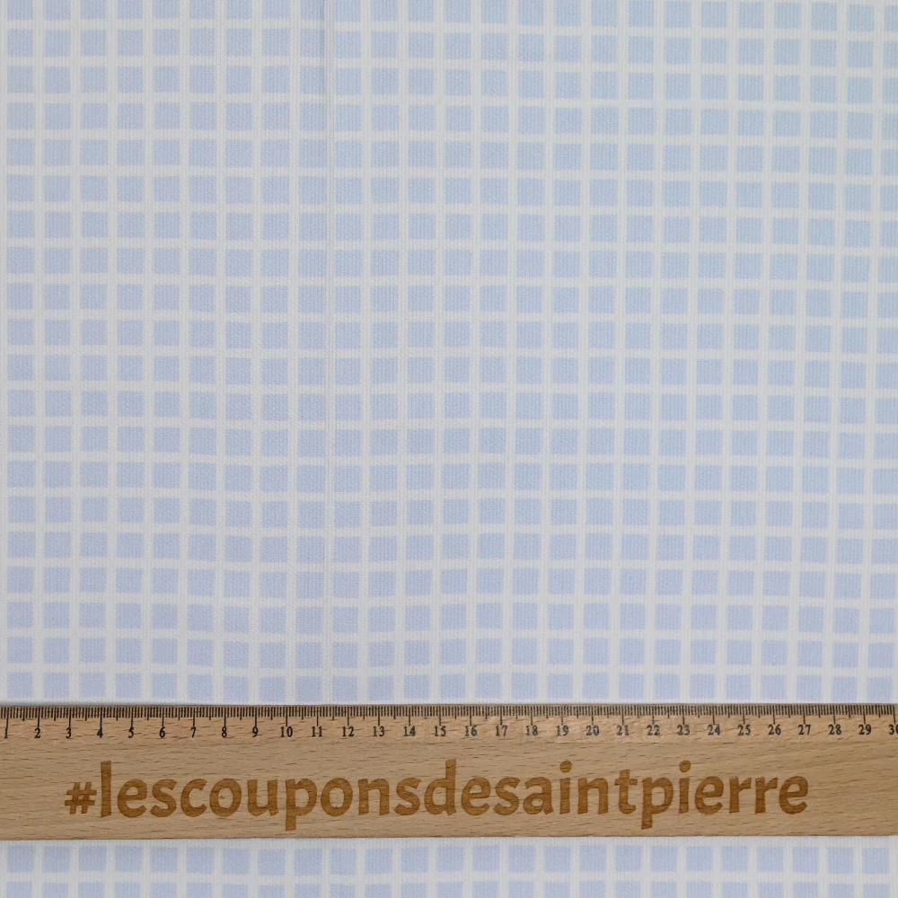 Piqué de coton imprimé carré bleu - Image 3