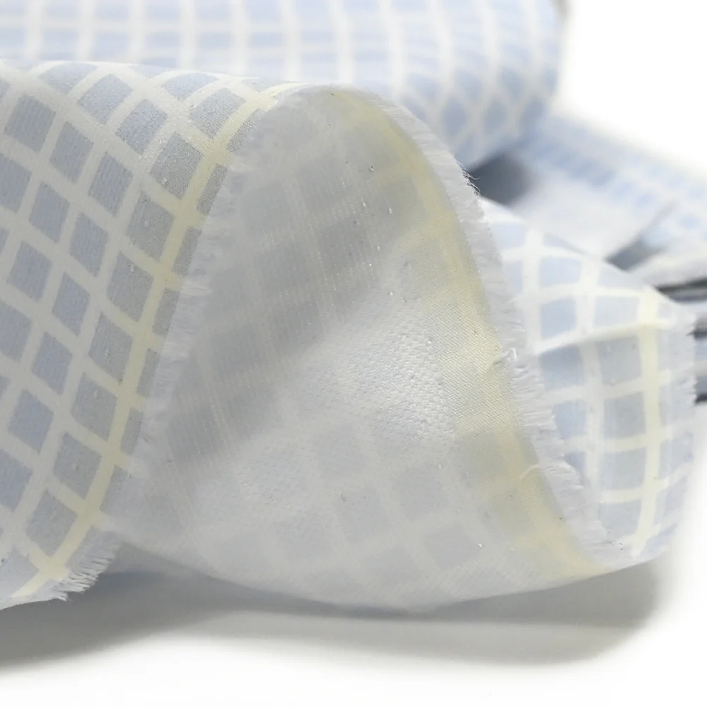 Piqué de coton imprimé carré bleu - Image 5