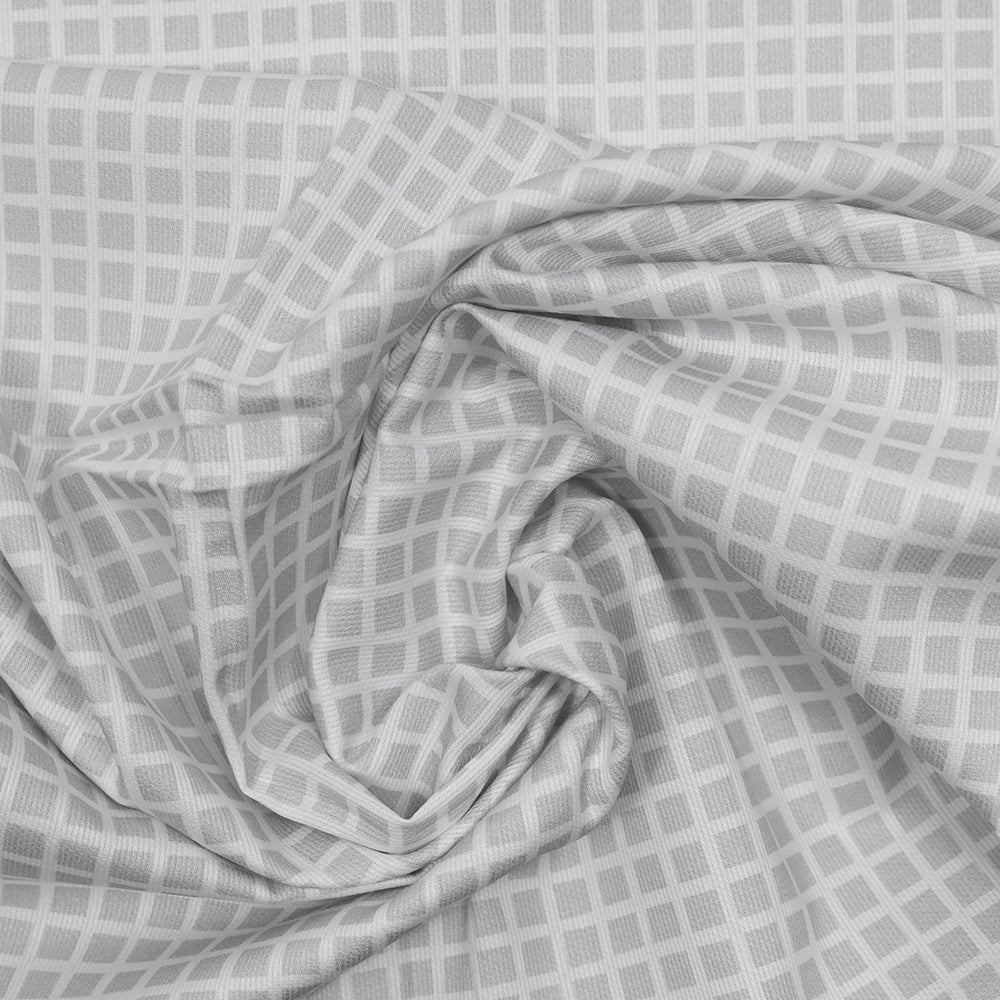 Piqué de coton imprimé carré gris - Image 2