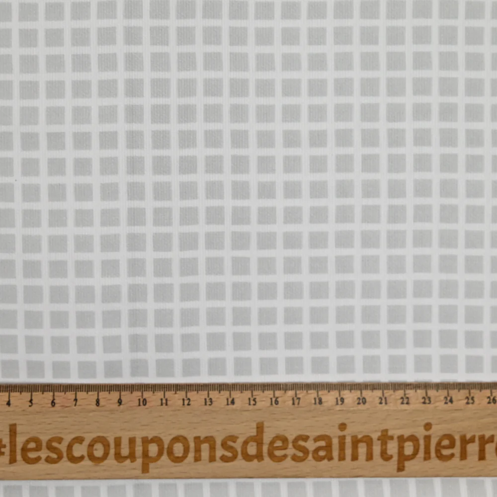 Piqué de coton imprimé carré gris - Image 3