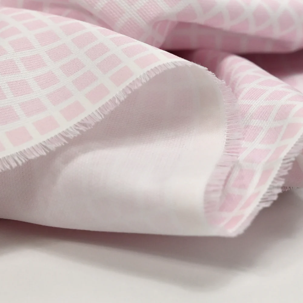 Piqué de coton imprimé carré rose - Image 5