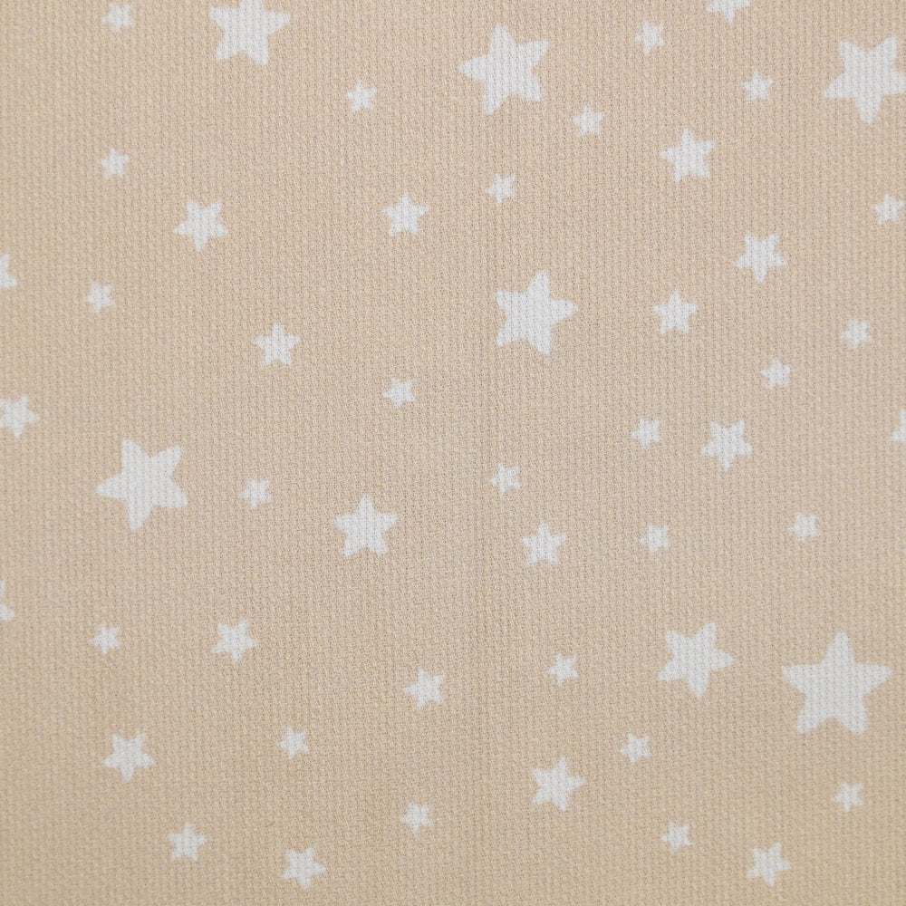 Piqué de coton imprimé étoiles fond beige - Image 3