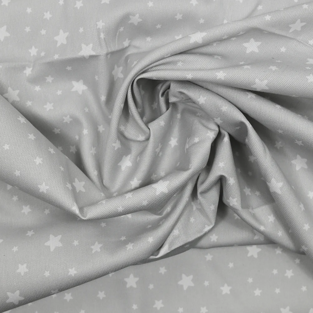 Piqué de coton imprimé étoiles fond gris - Image 2