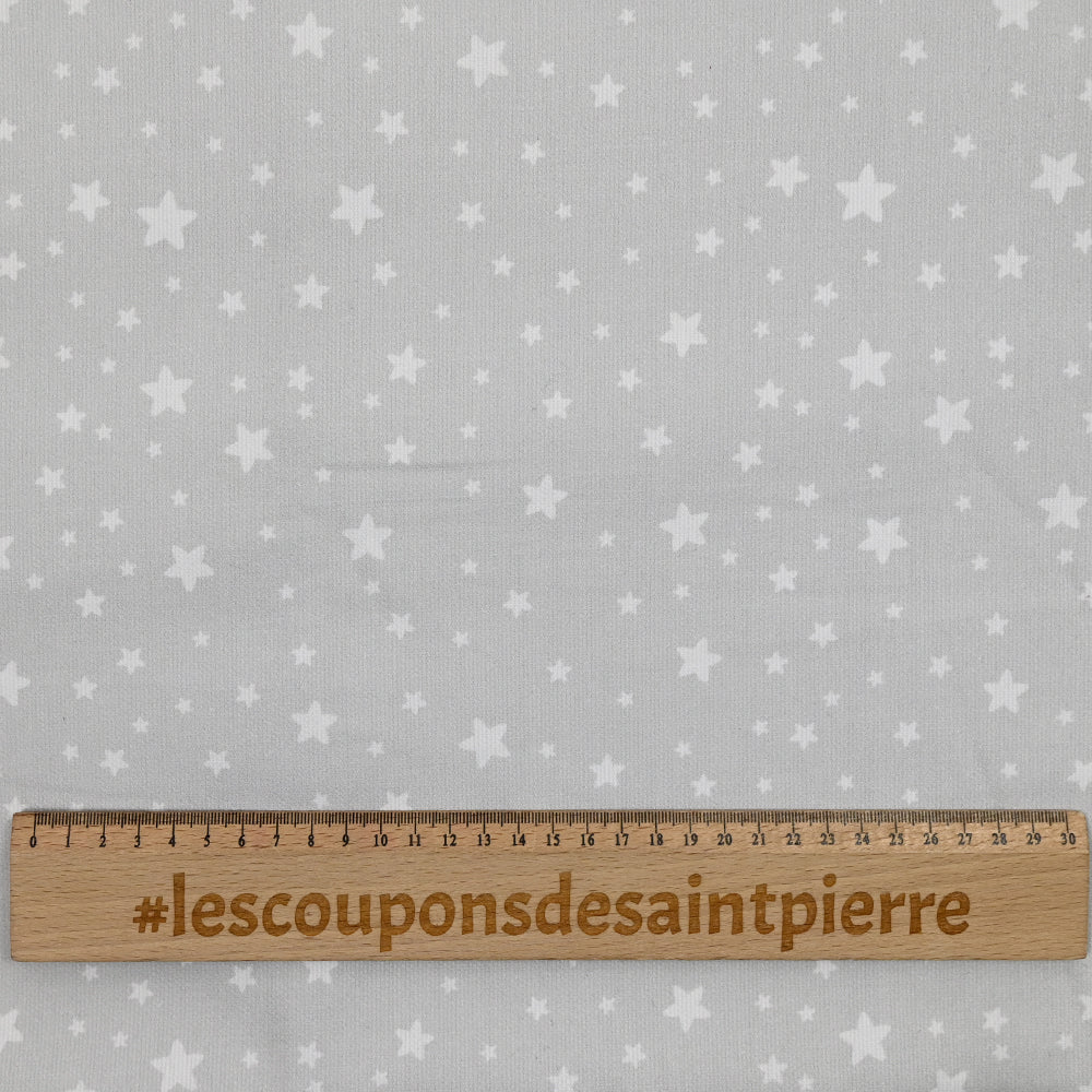 Piqué de coton imprimé étoiles fond gris - Image 4