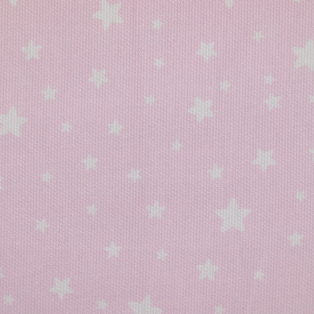 Piqué de coton imprimé étoiles fond rose clair - Image 3