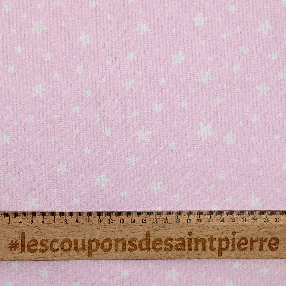 Piqué de coton imprimé étoiles fond rose clair - Image 4
