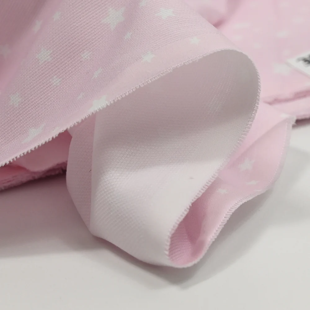 Piqué de coton imprimé étoiles fond rose clair - Image 5