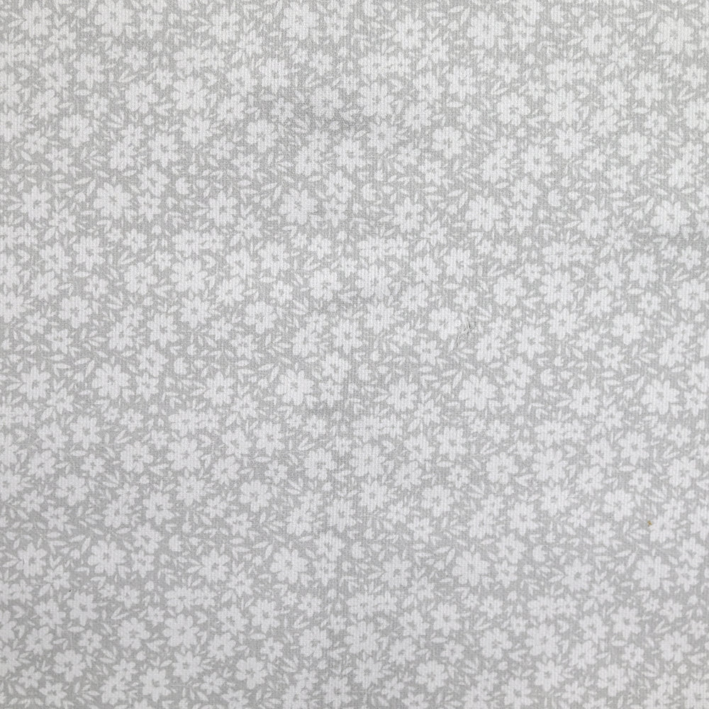 Piqué de coton imprimé fleurs printanière fond gris
