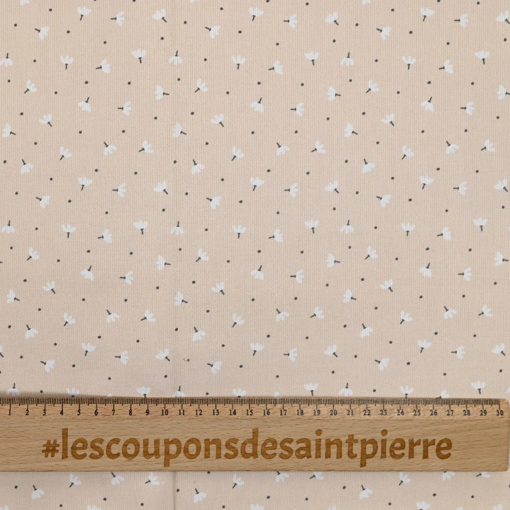 Piqué de coton imprimé pissenlit fond beige - Image 3