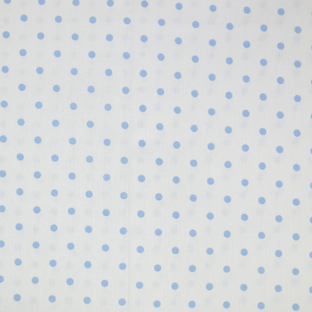 Piqué de coton imprimé pois bleu fond blanc