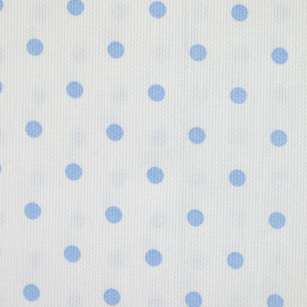 Piqué de coton imprimé pois bleu fond blanc - Image 4