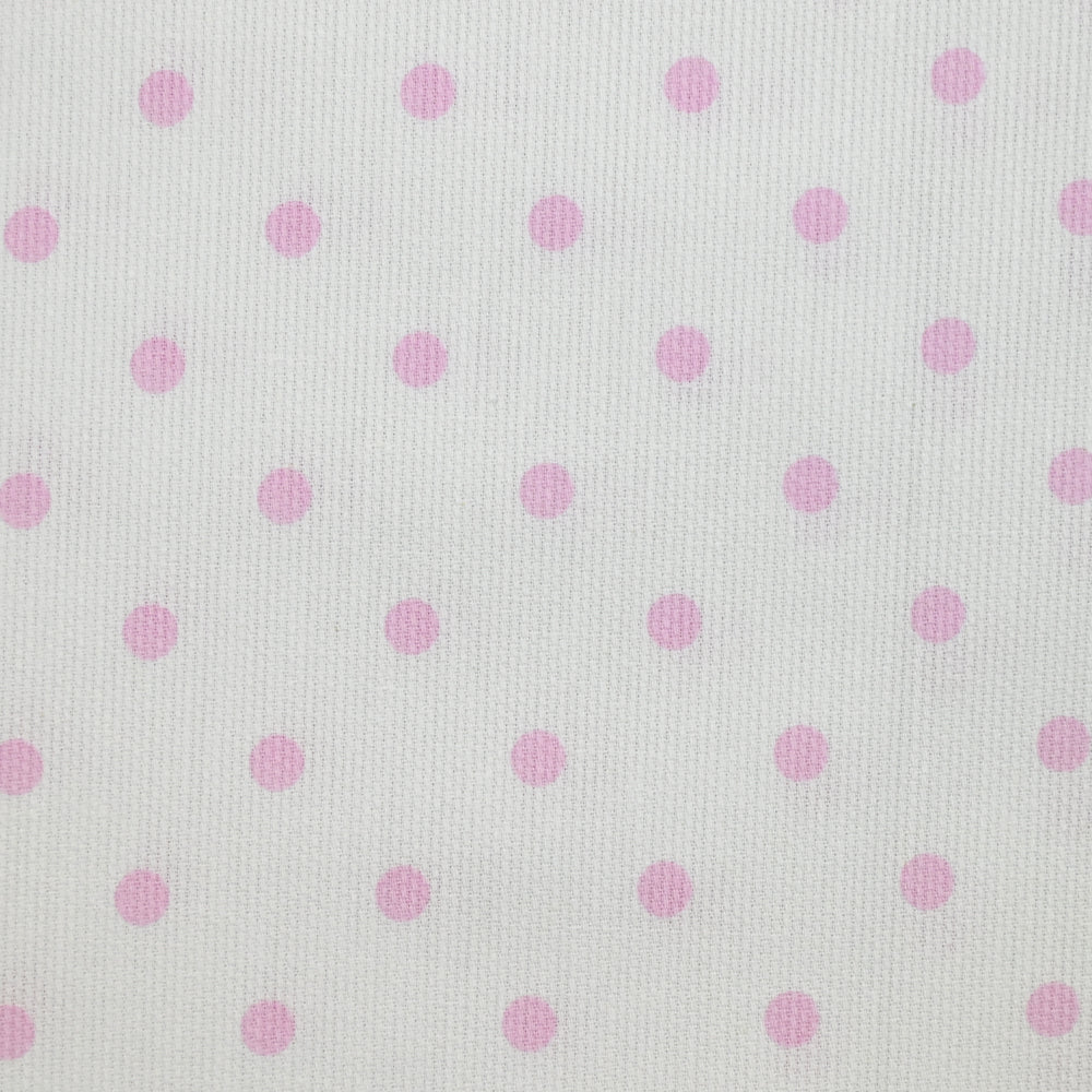 Piqué de coton imprimé pois rose fond blanc - Image 4