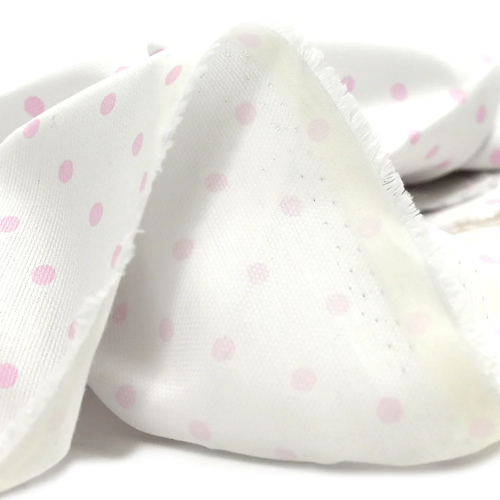Piqué de coton imprimé pois rose fond blanc - Image 5