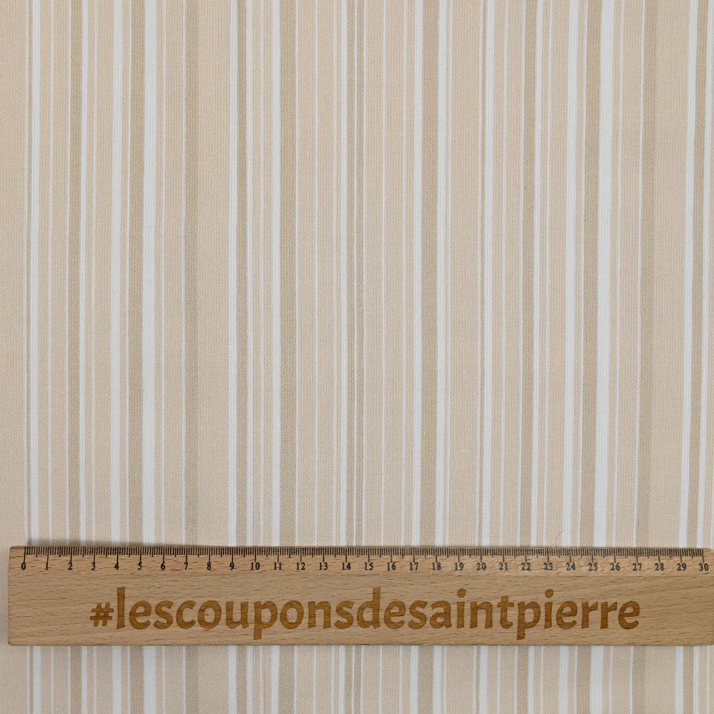 Piqué de coton imprimé Rayure fond beige - Image 4