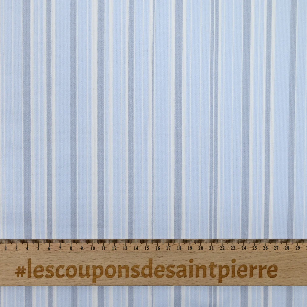 Piqué de coton imprimé Rayure fond bleu clair - Image 3