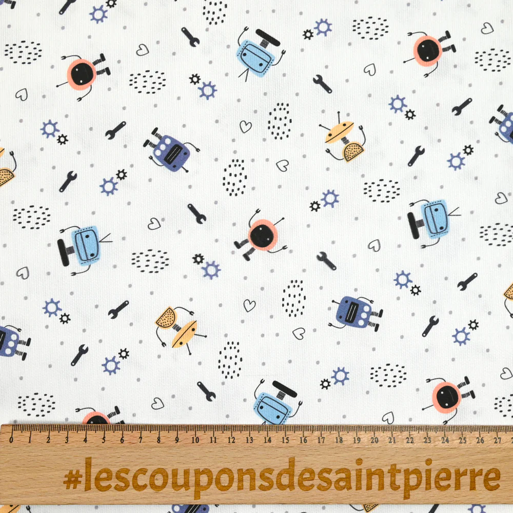 Piqué de coton imprimé robot - Image 4