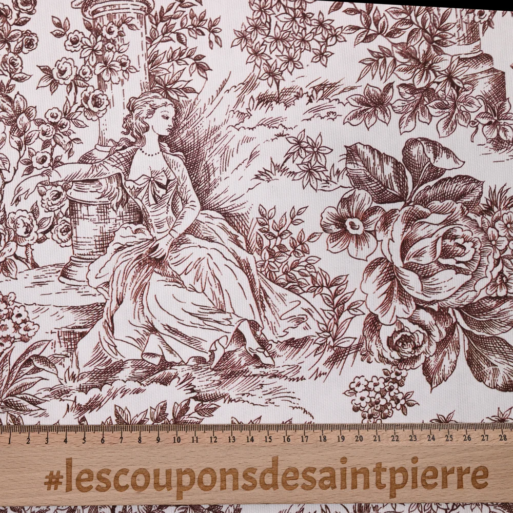 Piqué de coton toile de jouy marron - Image 4
