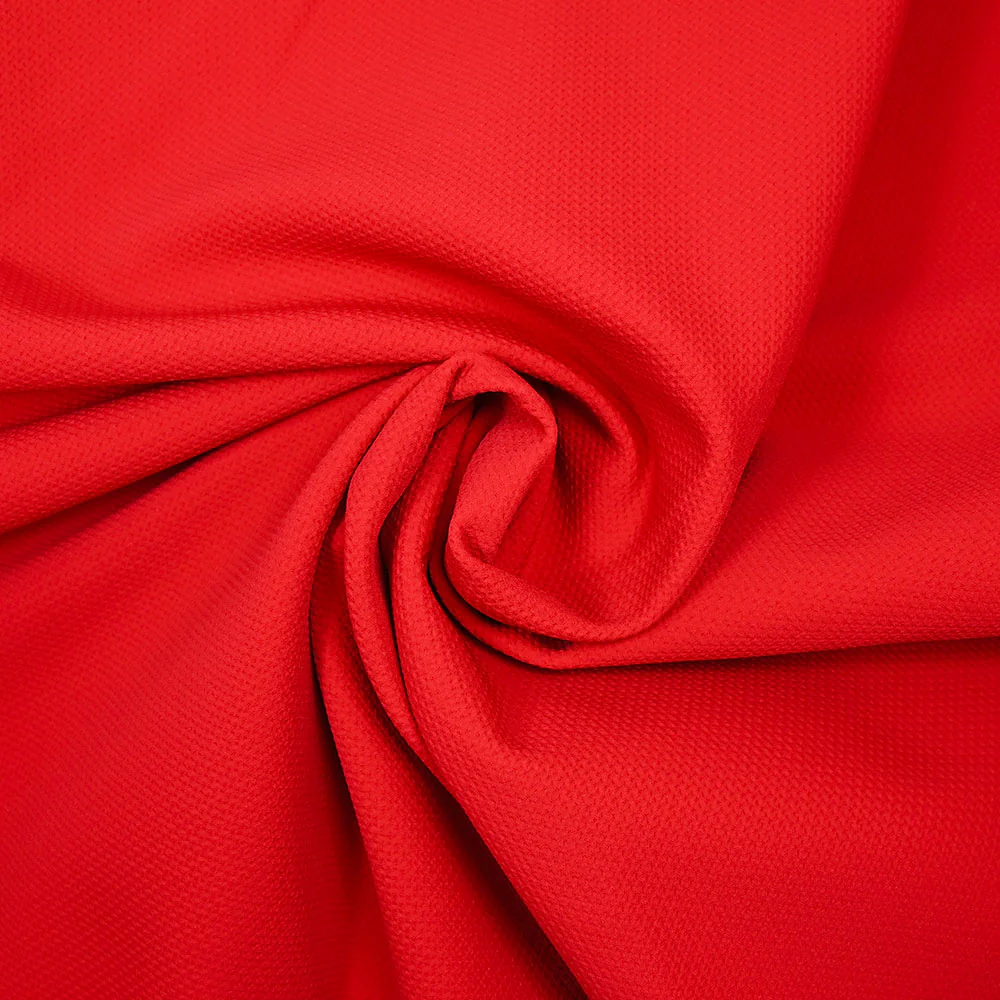 Piqué polyester imperméable rouge envers tout doux écru - Image 2