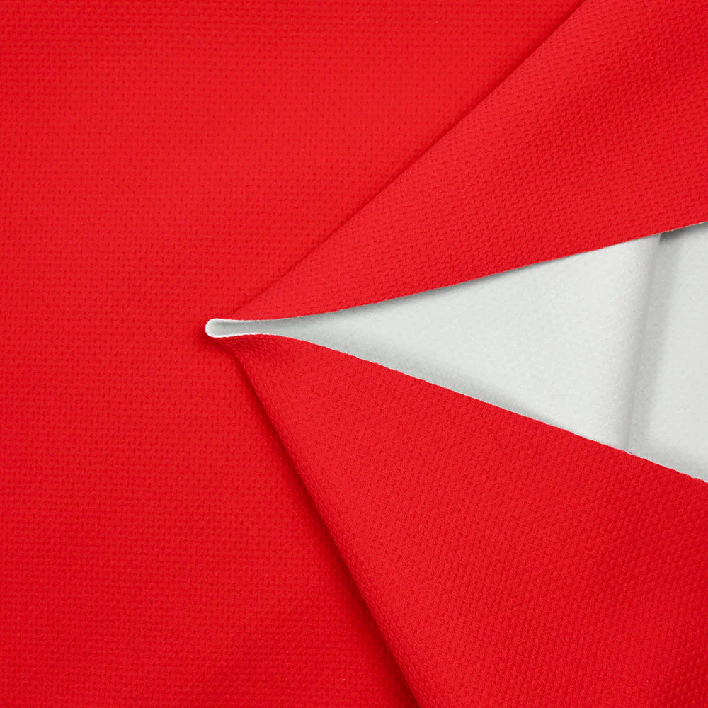 Piqué polyester imperméable rouge envers tout doux écru - Image 3