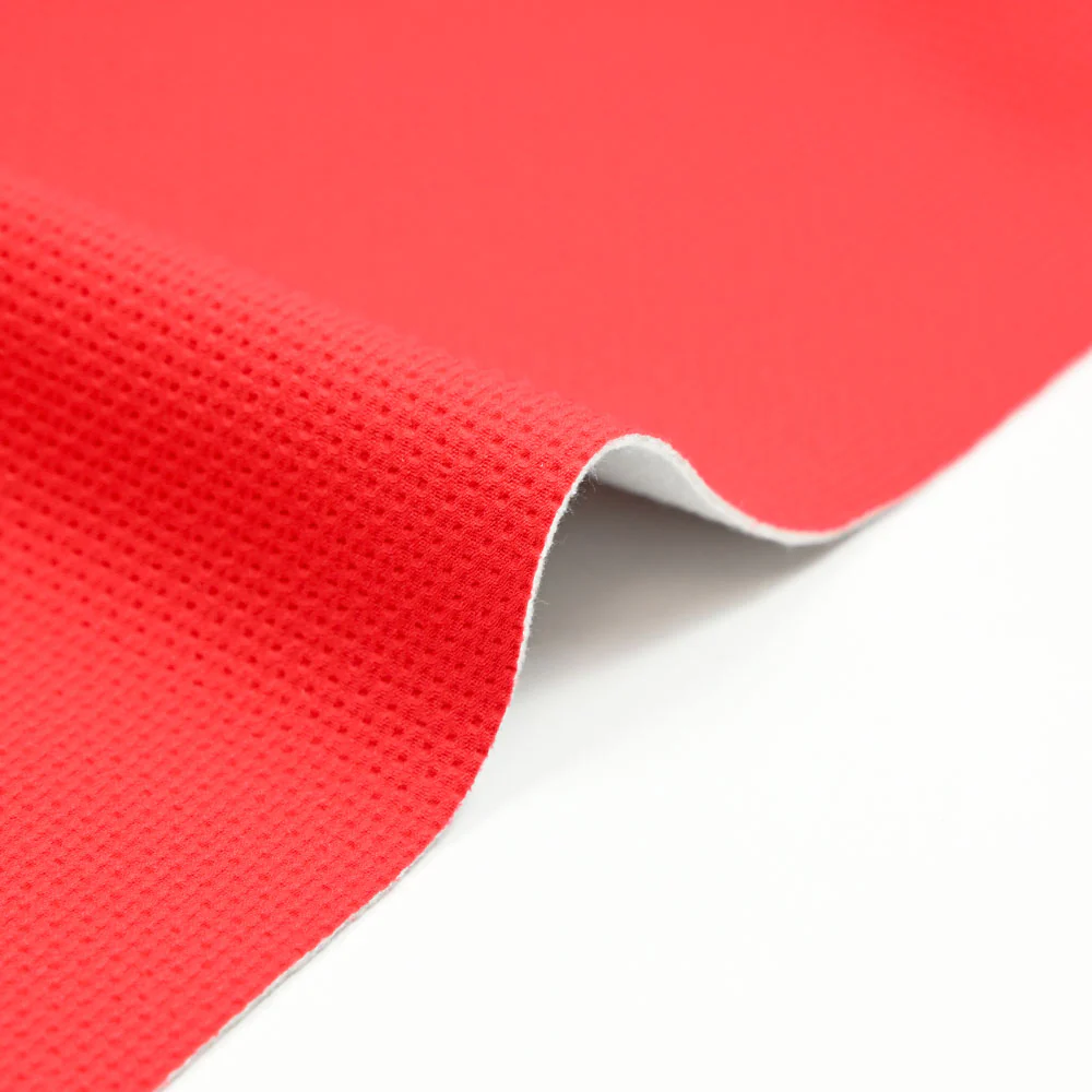 Piqué polyester imperméable rouge envers tout doux écru - Image 5