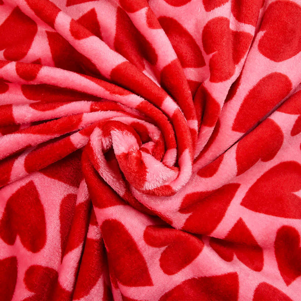 Polaire doudou imprimée coeur rouge fond rose - Image 2