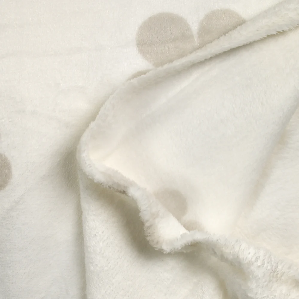 Polaire doudou imprimée fleurs grège fond blanc cassé - Image 5
