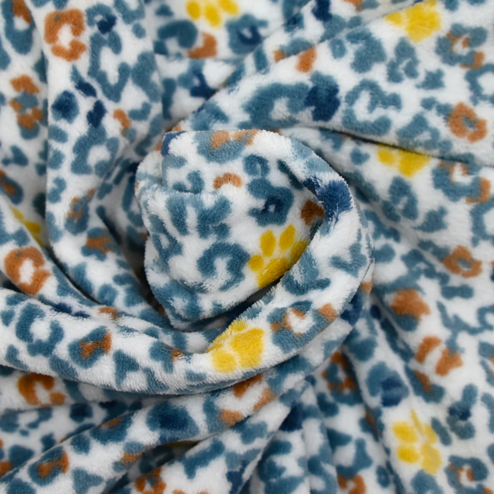 Polaire doudou imprimée léopard jaune et bleu glacier - Image 2