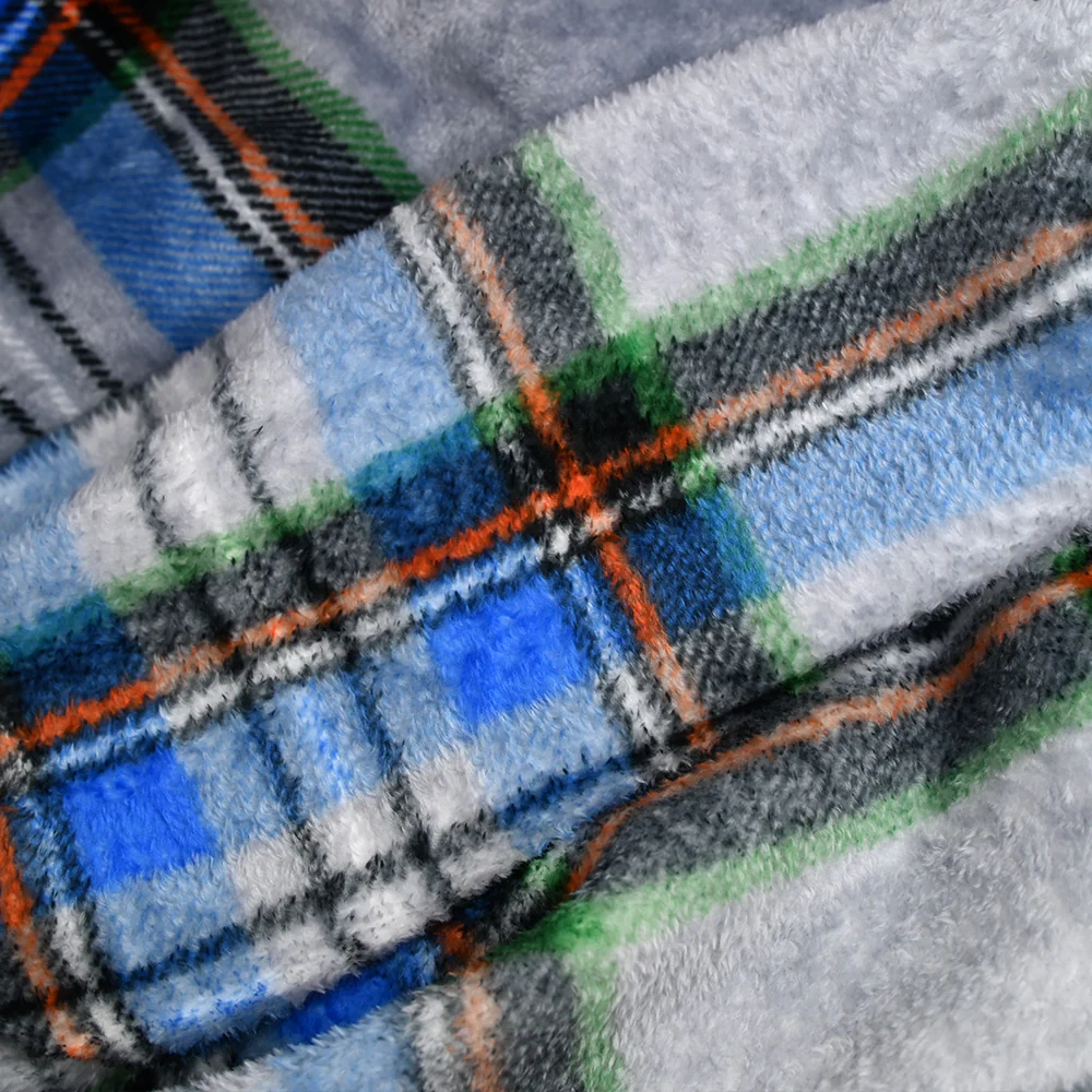 Polaire doudou imprimée tartan bleu et gris - Image 3