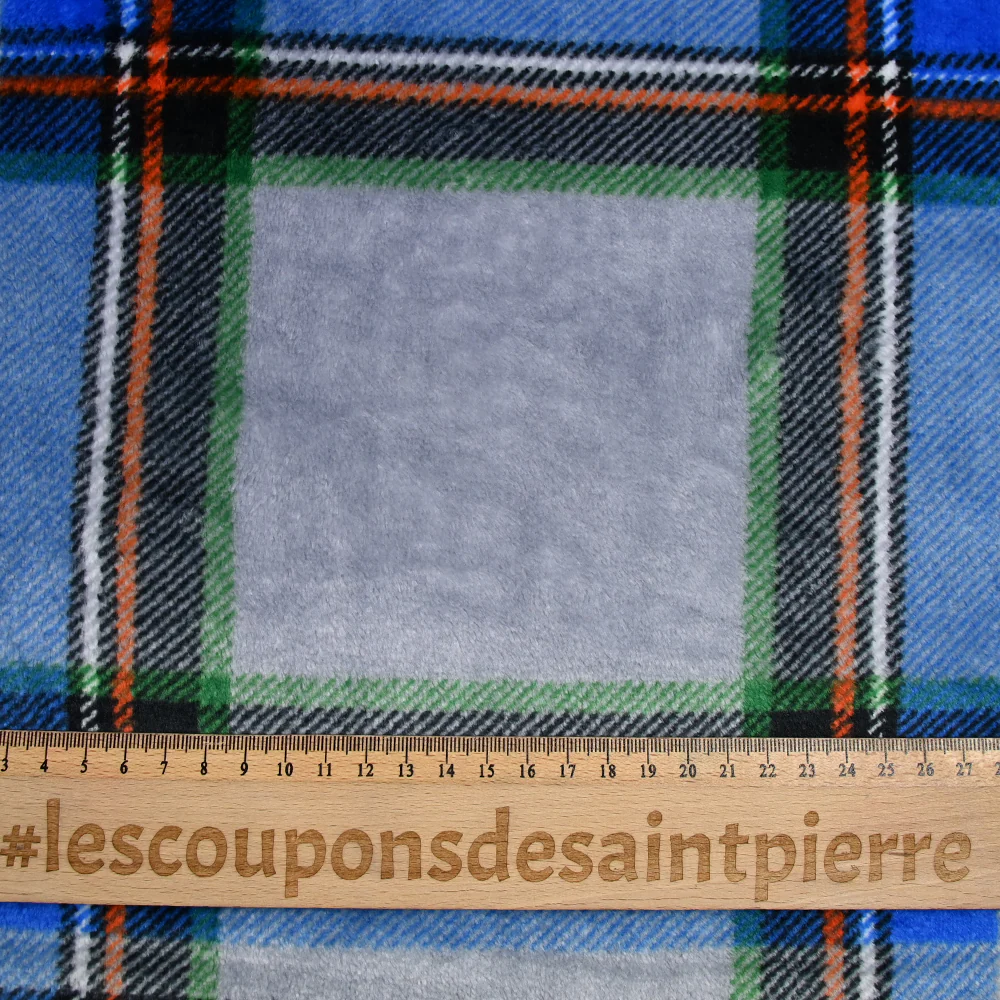 Polaire doudou imprimée tartan bleu et gris - Image 4