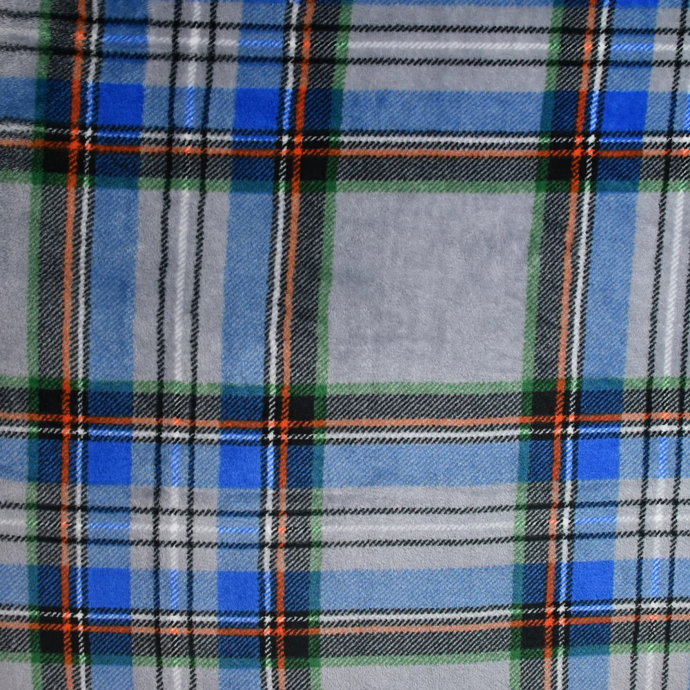Polaire doudou imprimée tartan bleu et gris - Image 5