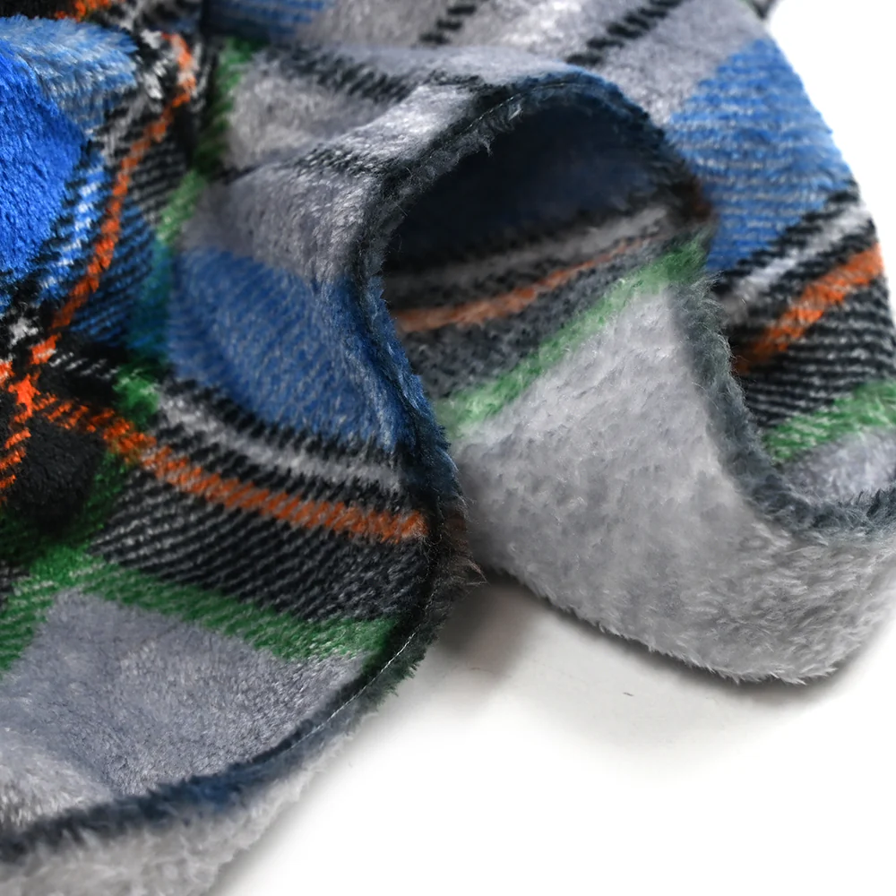 Polaire doudou imprimée tartan bleu et gris - Image 6