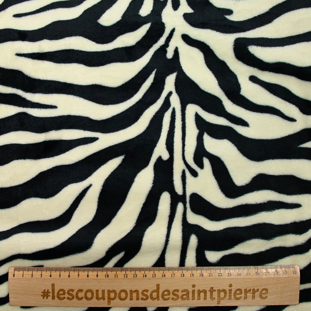 Polaire doudou imprimée zèbre écru et noir - Image 3