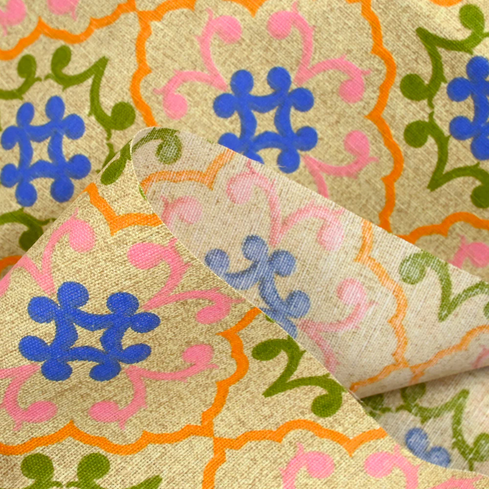 Polycoton imprimé azulejo bleu et orange - Image 4