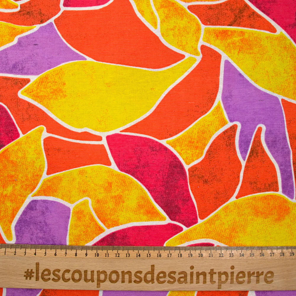 Polycoton imprimé forme jaune et orange - Image 3