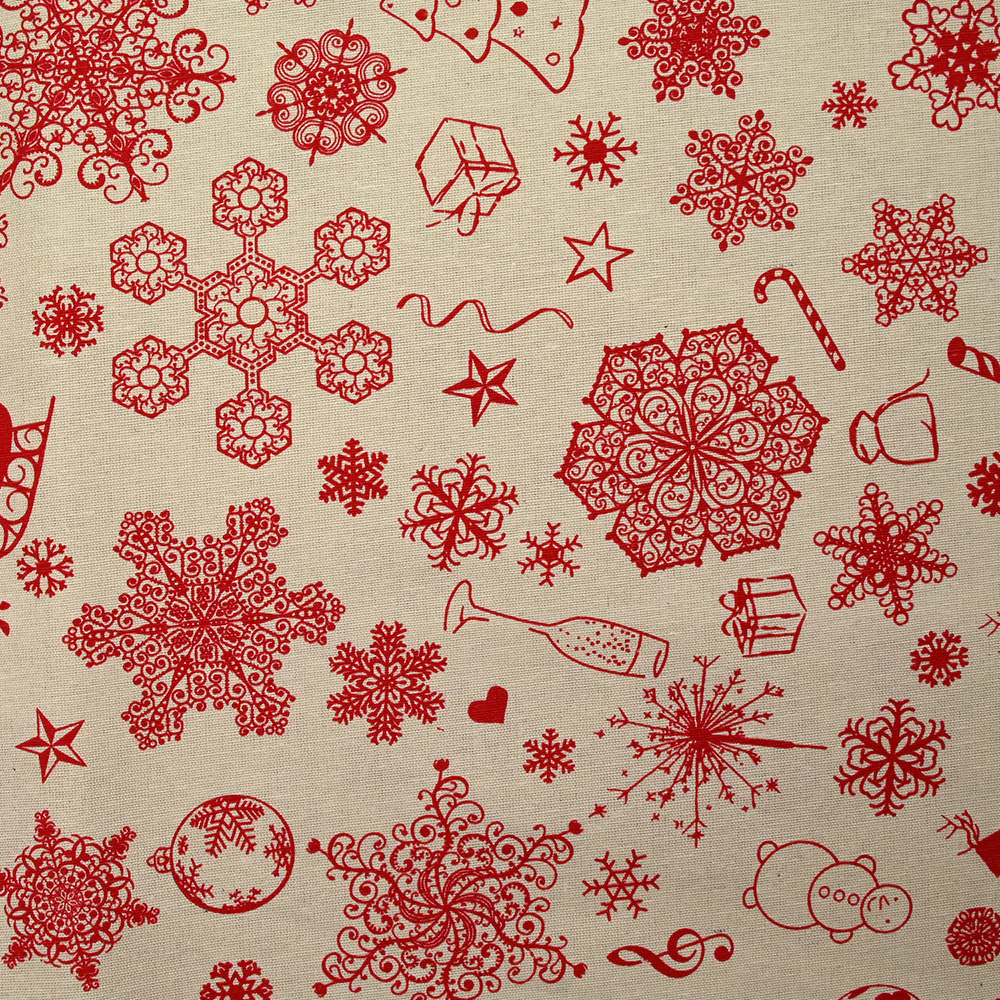 Polycoton imprimé la magie de Noël fond beige