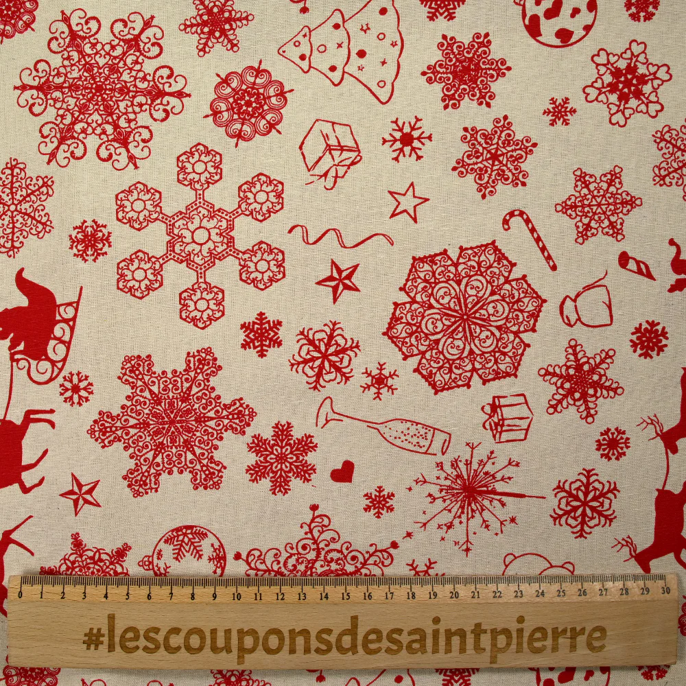 Polycoton imprimé la magie de Noël fond beige - Image 3