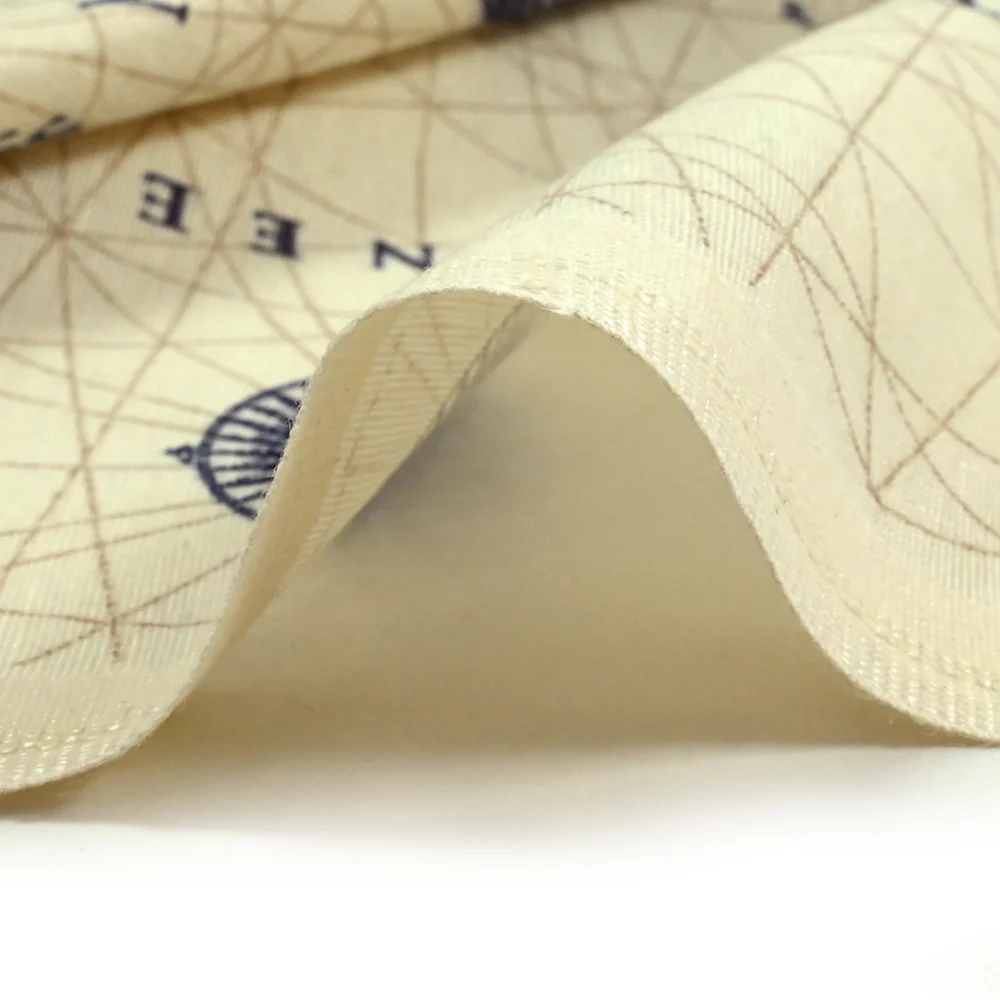 Polycoton imprimé navigation maritime fond beige - Image 7