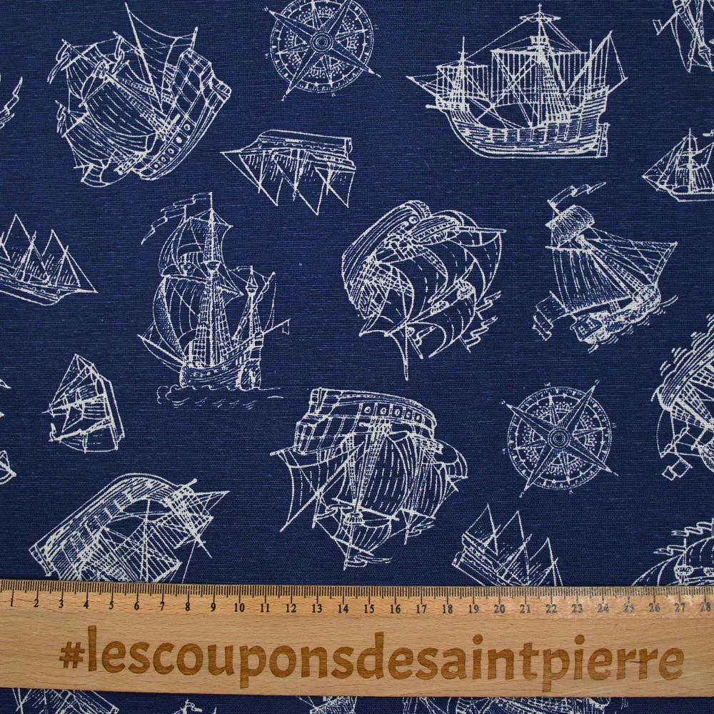 Polycoton imprimé navire fond marine - Image 3