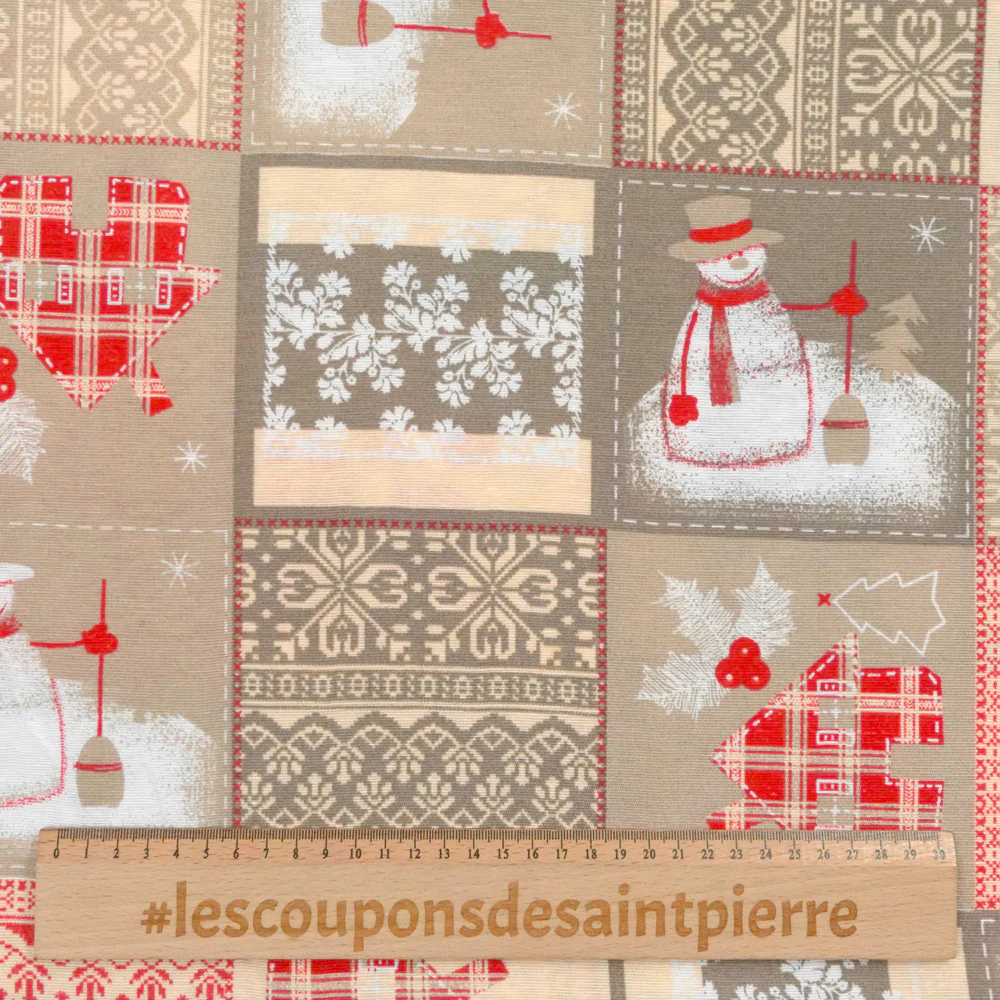 Polycoton imprimé Noël frise fond ficelle - Image 3