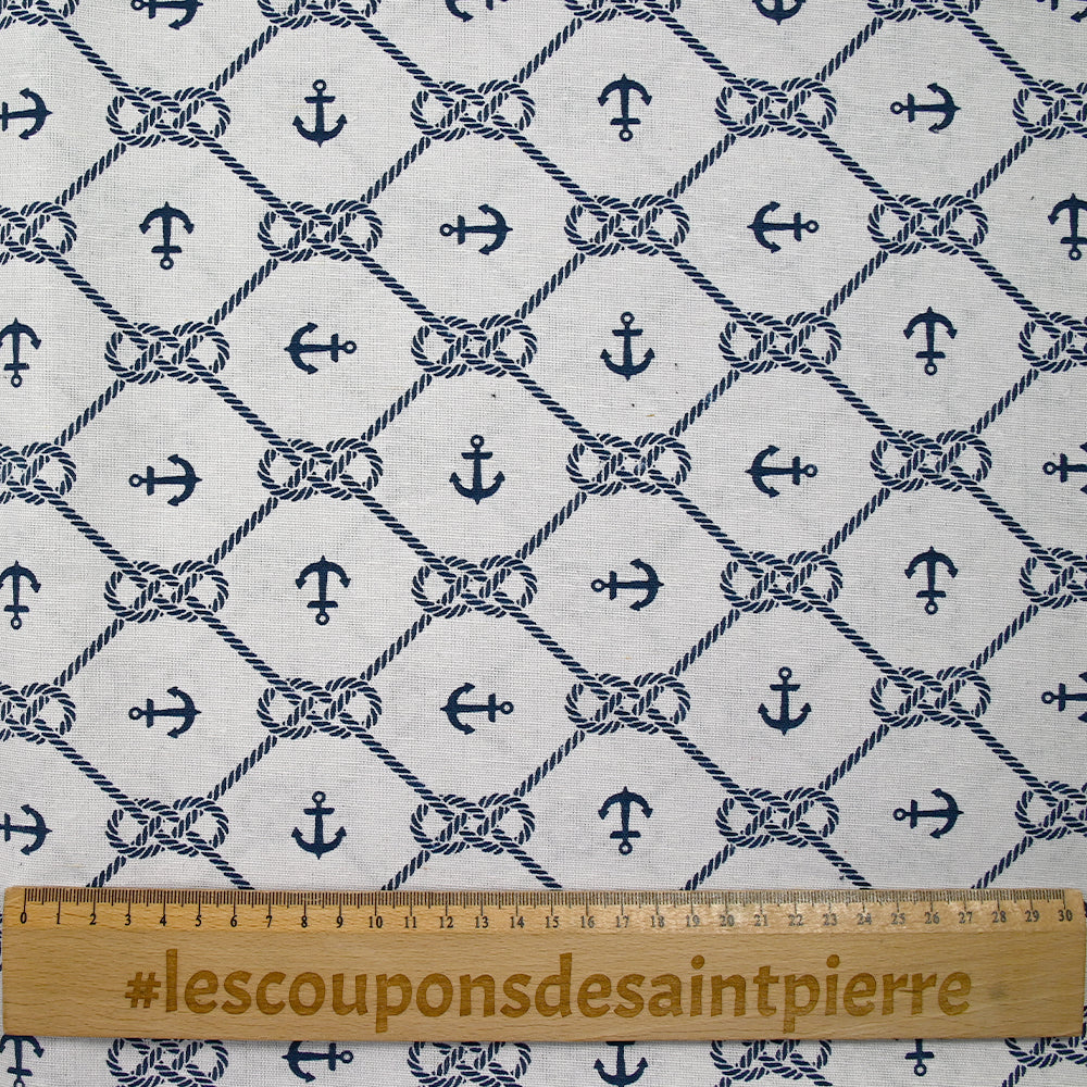 Polycoton imprimé nœud et encre fond blanc - Image 3