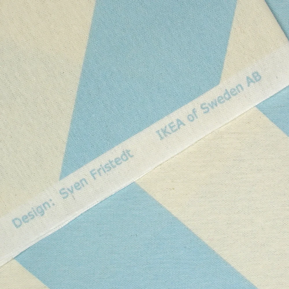 Polycoton imprimé rayure en diagonale bleu ciel et écru - Image 5