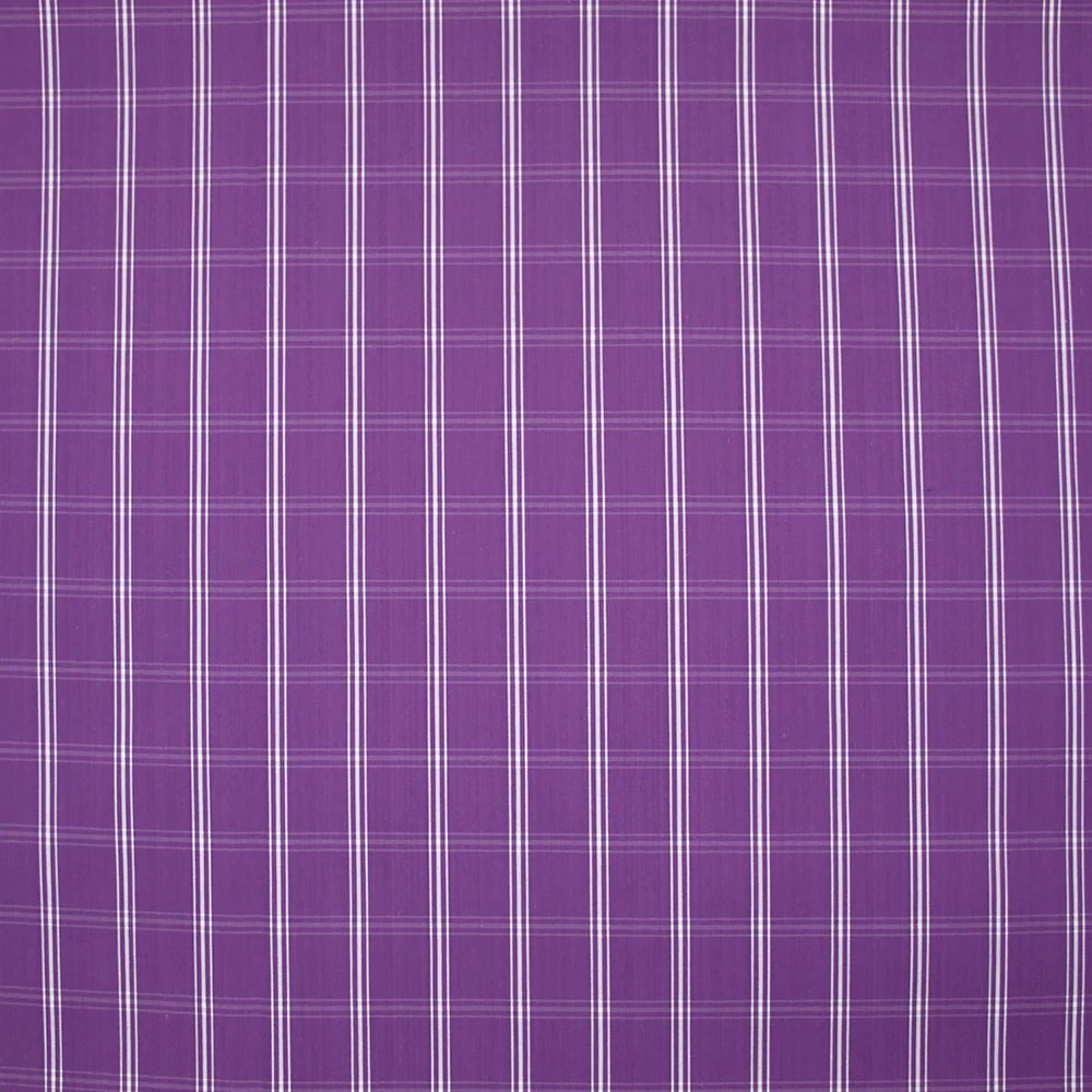 Polycoton tissé-teint à carreaux écru fond violet améthyste - Image 4
