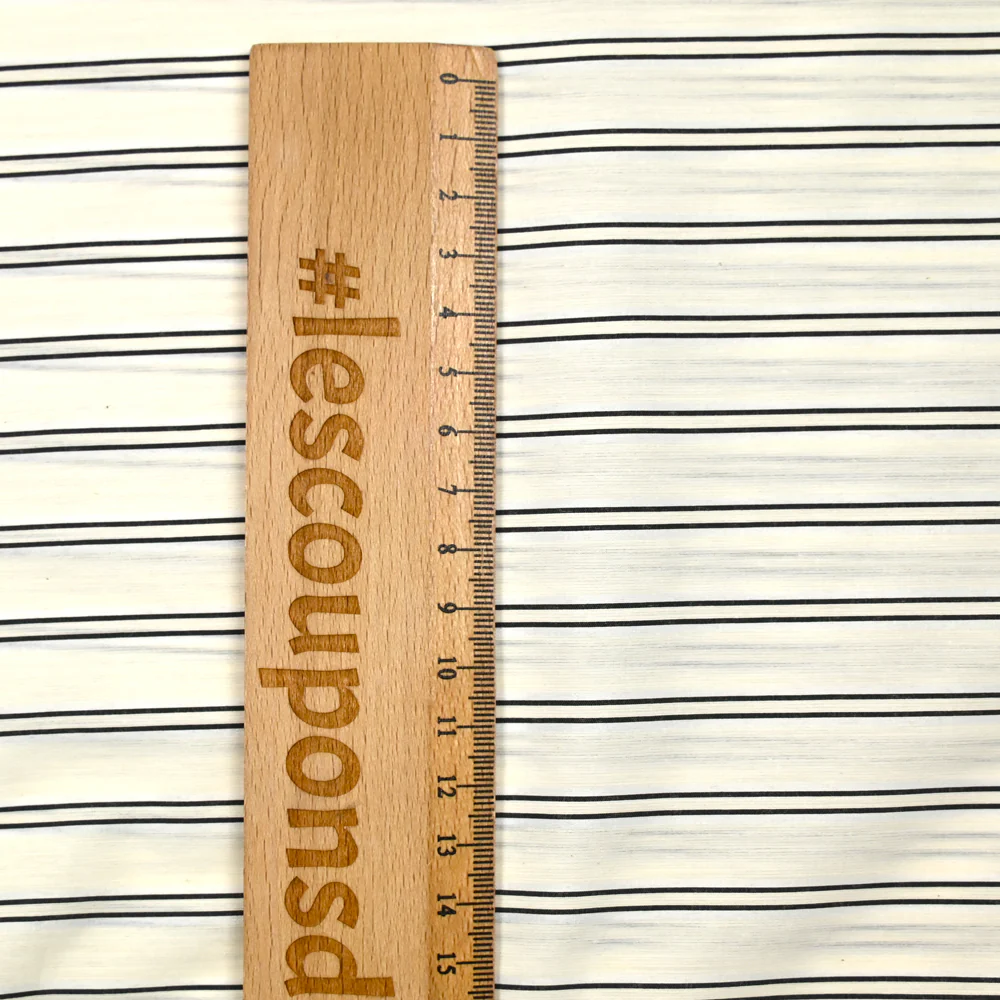 Polycoton tissé-teint rayé noir fond écru - Image 3