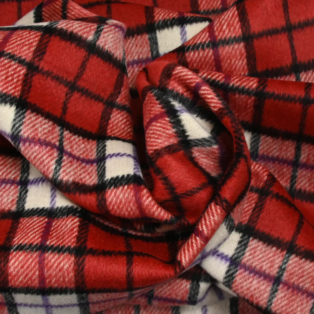 Polyester cardé à carreaux rouge - Image 2