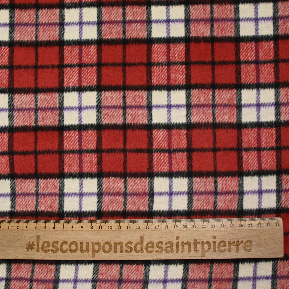 Polyester cardé à carreaux rouge - Image 3